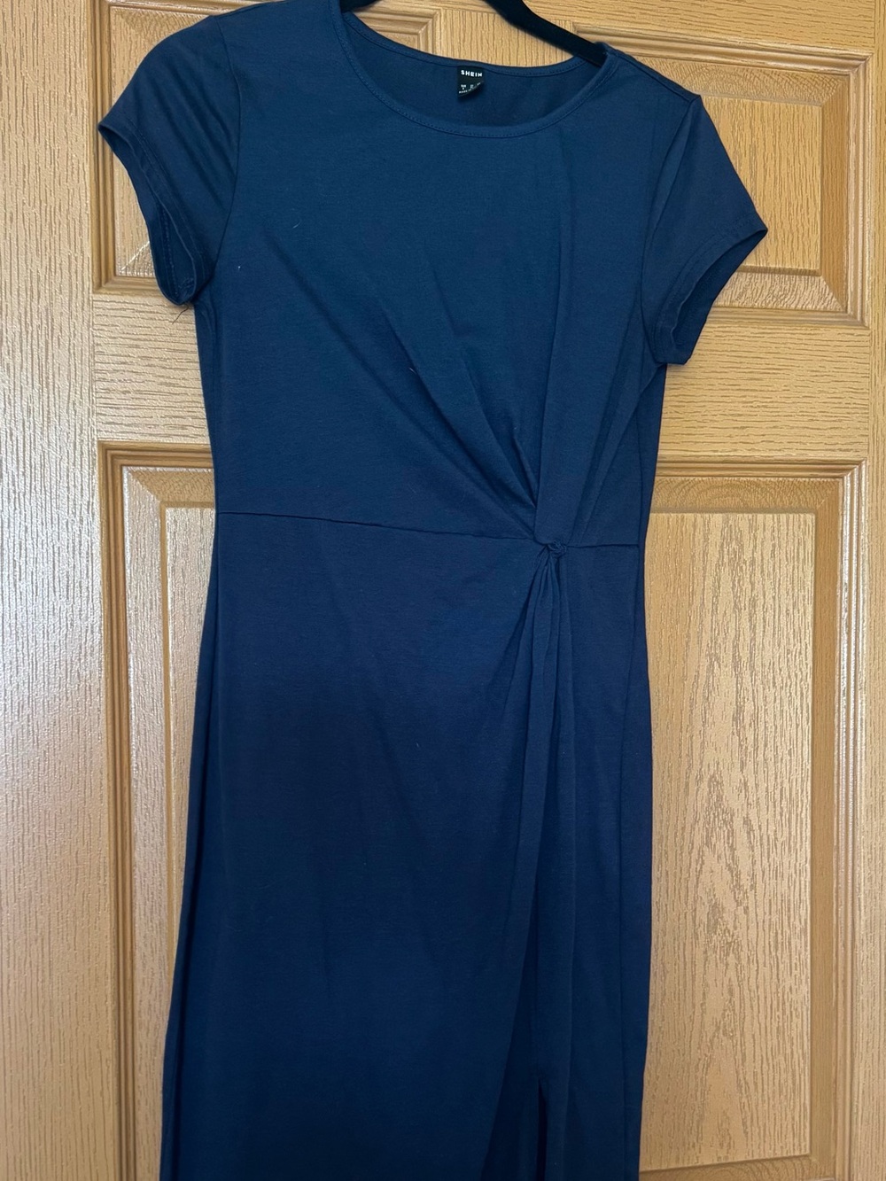 Women's Navy Knot-Detail Short Sleeve Dress